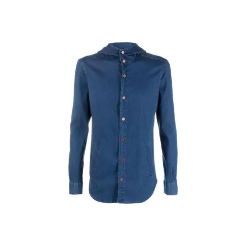 KITON Джинсовый Синий Мужские Рубашки