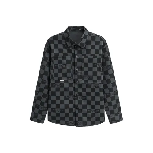 GXG Рубашка Мужская Черная Серая Клетка