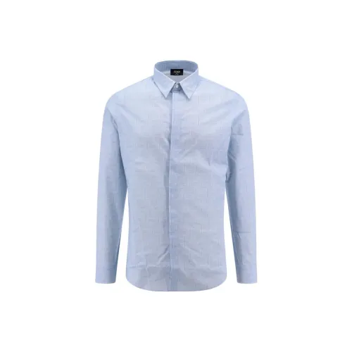 FENDI Blue Men's Shirts FENDI Синий Мужские Рубашки