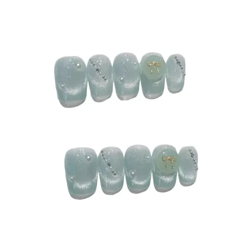 QINGYING Ручной Свет Therapy Мирная пуговица Переносной False Nail Короткий LADDER Трапеция Цвет зеленой сливы