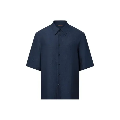 LOUIS VUITTON MINI MONOGRAM FW24 Рубашка Мужская Морской Синий