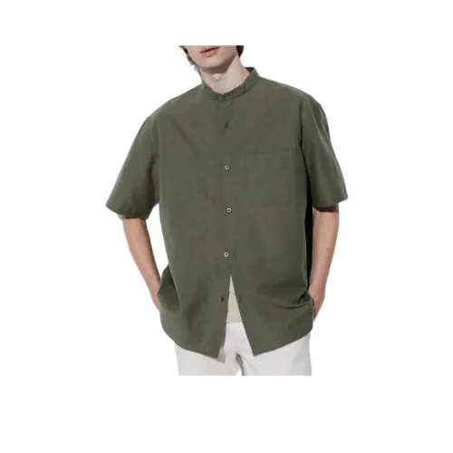 UNIQLO Темно-оливковая унисекс рубашка