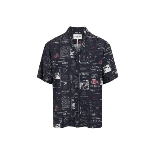 Айсберг Темно-синий Синий Мужские Рубашки