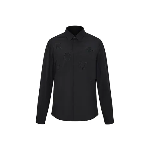 RARE Длинный рукав рубашка мужская черная