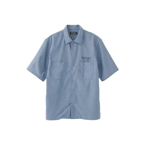 HYSTERIC GLAMOUR совместная линия Мужские Синие Рубашки