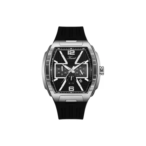 KUERST Кварцевый механизм резиновый ремешок мужские часы черный циферблат