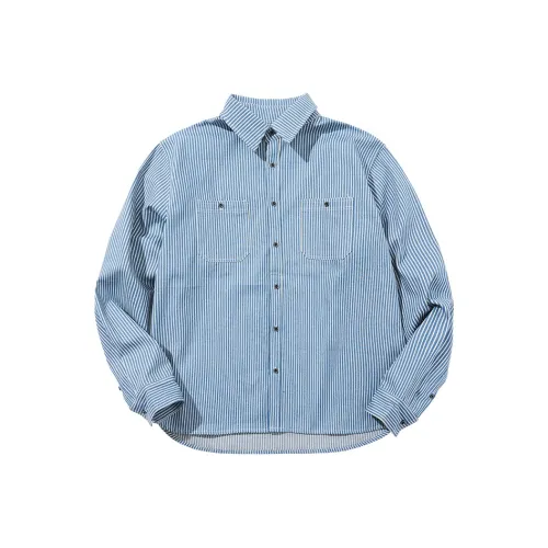 NUCLEAR EXPLOSION Рубашка Мужская Синие и Белые Полоски