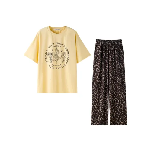 MEITENG Пижамный комплект женский желтый