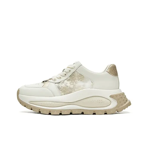 HR Low Топ Толстая подошва Кроссовки Женские Бежево-Золотые