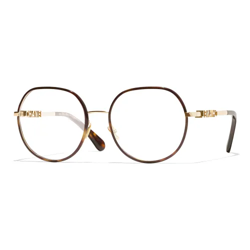 CHANEL Металл Овал Оправы для очков Унисекс Черепаховый