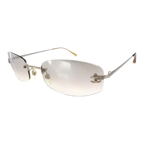 CHANEL Акриловые солнцезащитные очки с серебряным покрытием OVAL SUNGLASSES Женские Серебряный