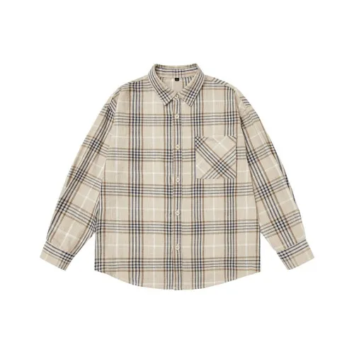 SONGXIER Рубашка Унисекс Хаки Клетка