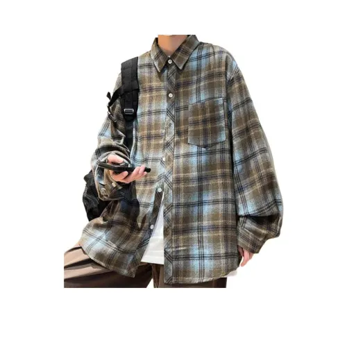 H YXIANG Кофе Мужские Рубашки