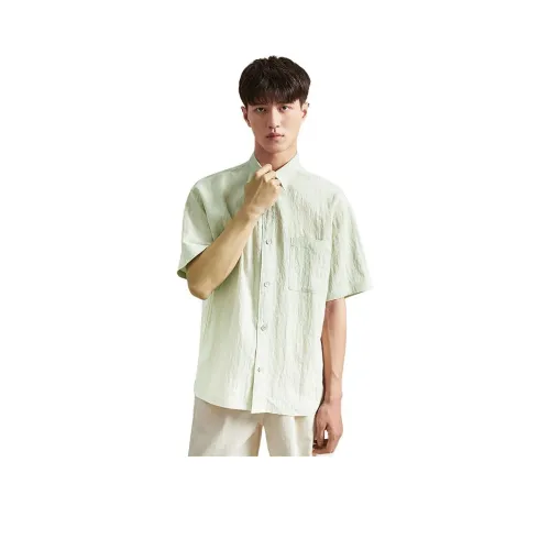 PUSH HZC Рубашка Мужская Светло-Серый Зеленый