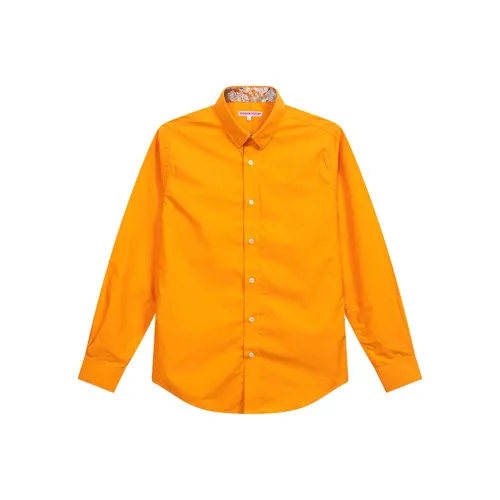 COTON DOUX Рубашка Мужская одежда 100% хлопок Бизнес Длинный рукав Повседневный Топ Мужской Апельсин