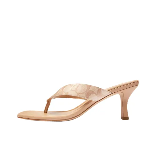 COACH Резиновая подошва Шлепанцы 6,3 см Женские Бежевый