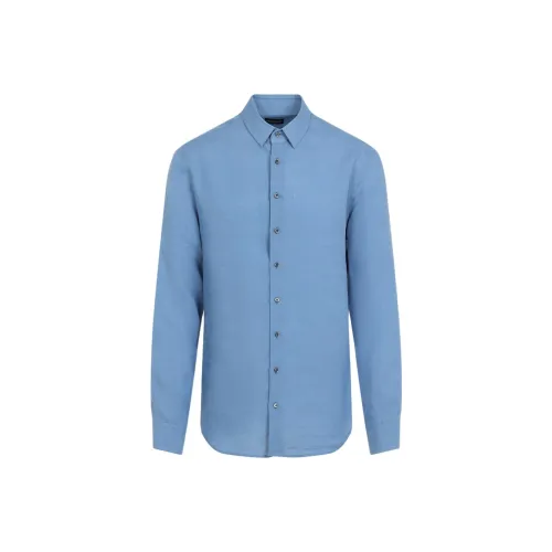 GIORGIO ARMANI Blue Men's Shirts GIORGIO ARMANI Синие Мужские Рубашки