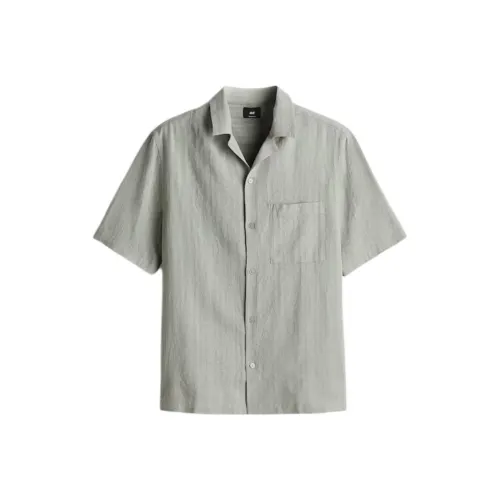 H&M Серый Зеленый Мужские Рубашки