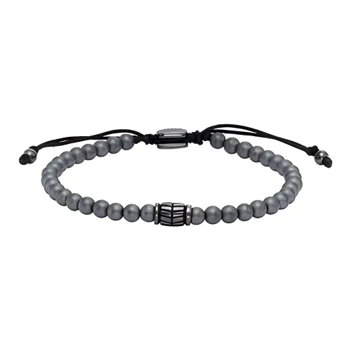 FOSSIL Нержавеющая сталь Nylon Гематитовые бусины Браслеты Мужской Серый