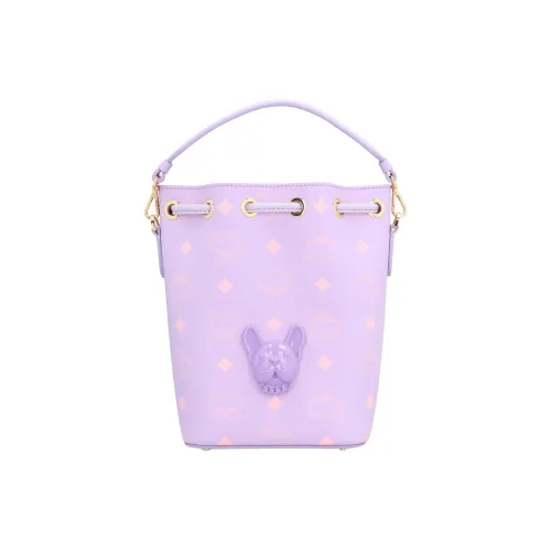 MCM Visetos Кожа Сумка-ведро Сумка на плечо Ручная сумка Сумка через плечо Мини Женская Фиолетовая