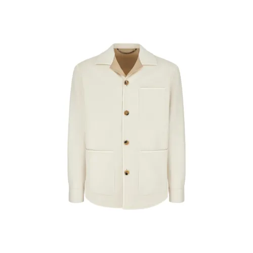 Canali Куртки и Пальто Мужской Кремовый