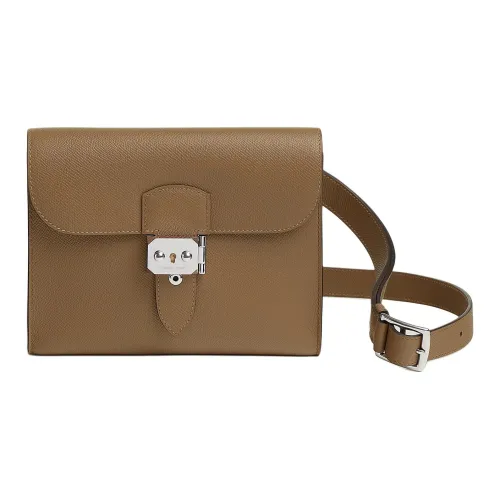 HERMES Sac A Depeches Эпсомская кожа Сумка через плечо Мужская 3G Alezan Каштановый