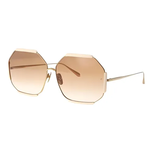 Linda Farrow Титан Оправа «брови» Солнцезащитные очки Женские Золото