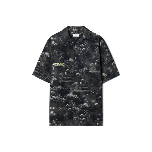 OFF Белый SS25 Рубашка Мужская Темно-синий Синий