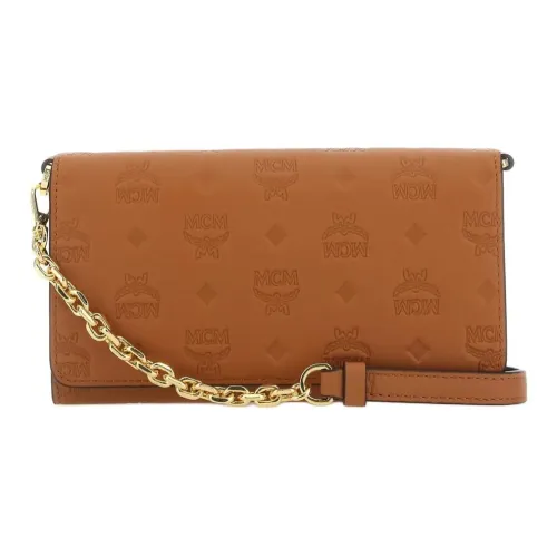 MCM Aren кожаная сумка через плечо кошелек женский CAMEL