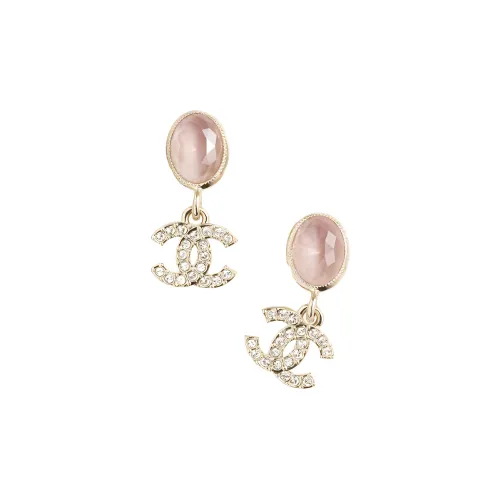 CHANEL Rhinestone Gemstone Stud Earrings Women's Pink
