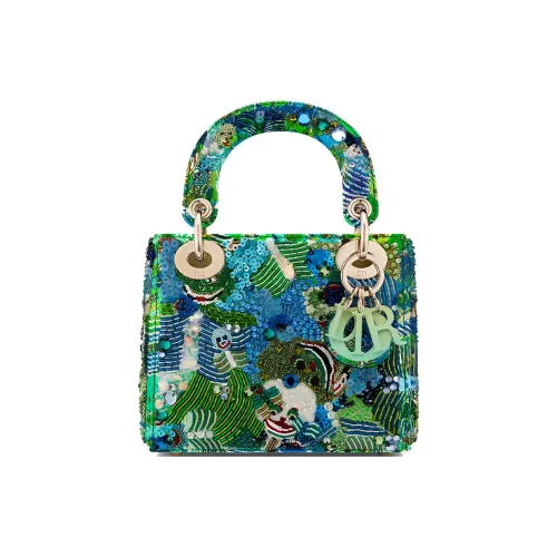 DIOR Zhang AN Коллаборация Lady Dior сумка через плечо из коровьей кожи мини-сумка женский многоцветный зеленый