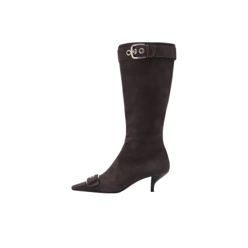 MANGO Женские высокие сапоги на колено черные