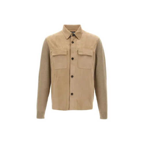 Zegna SS25 Рубашка Мужская Песочно-Бежевая