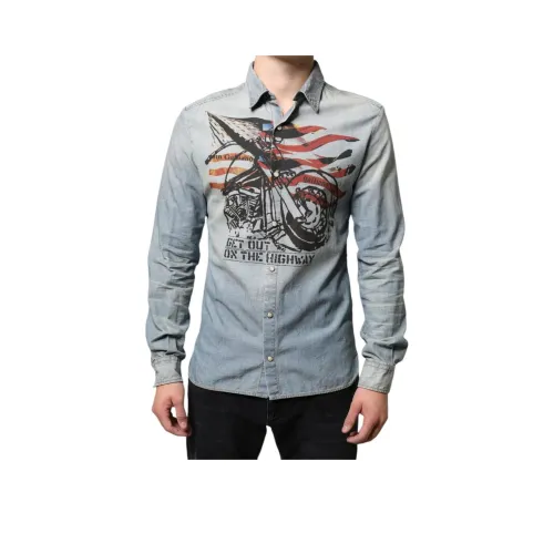 JOHN GALLIANO Рубашка Мужская Светло-Синяя