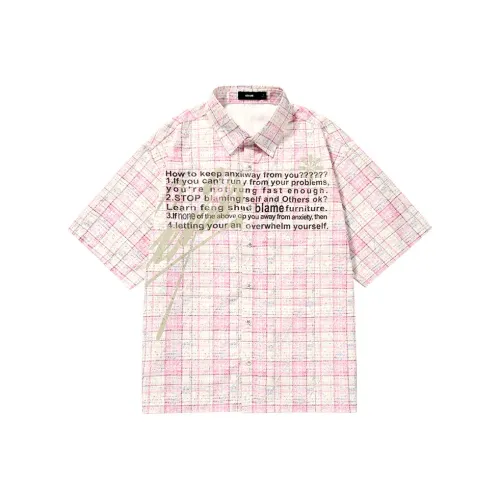 GENANX Рубашка Унисекс Белый Розовый Клетка