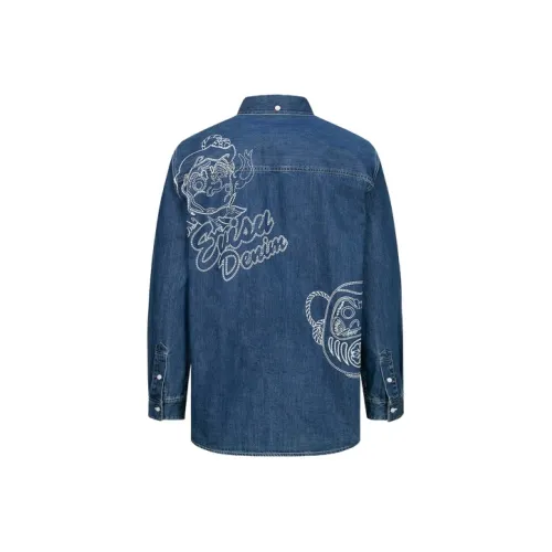 EVISU Джинсовый Синий Мужские Рубашки