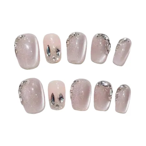 Gentle Welcome Лето Handcrafted False Nail Короткий LADDER Розовый Smudge Кошачий глаз