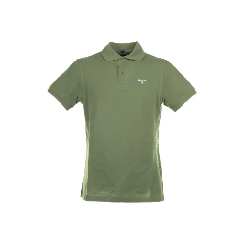 BARBOUR Мужская поло оливково-зеленого цвета