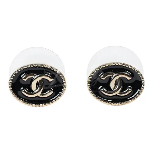 CHANEL Металлические серьги-гвоздики черного и золотого цвета, женские