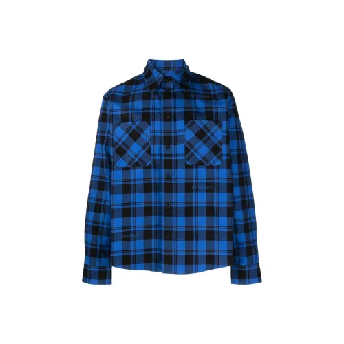 Off Белый и синий цвет Мужская рубашка