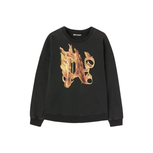 PALM ANGELS Burning Monogram Crewneck Sweatshirt Men's Black