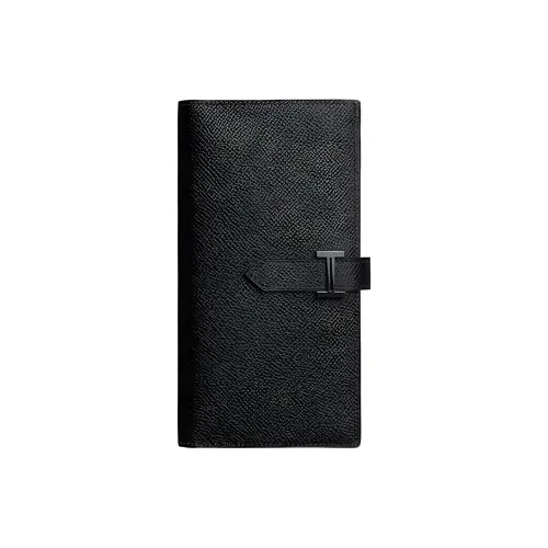 HERMES Bearn Эпсом Кожа Кошелек Унисекс 89 Черный