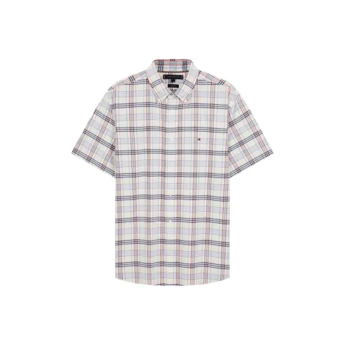 Tommy Hilfiger Рубашка Мужская Бежевая Белая Красная Темно-синяя Многоцветная