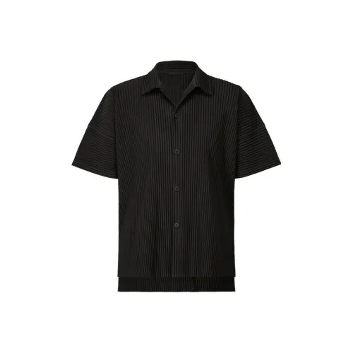 Homme Plissé Issey Miyake Черные Мужские Рубашки
