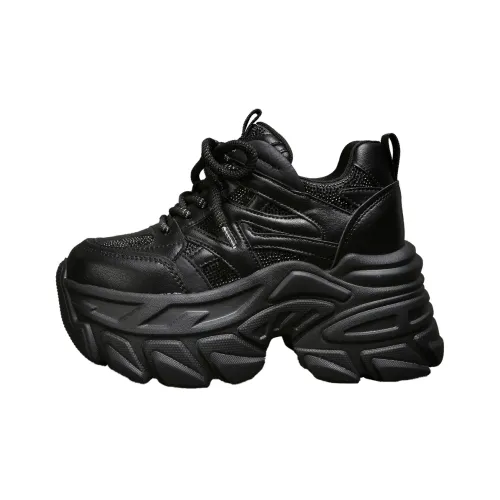 Forest Princess визуально увеличивает рост Низкий топ Толстая подошва Кроссовки Женские Черные