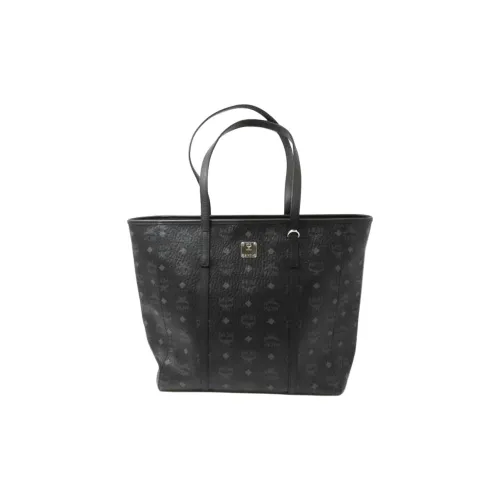 MCM Toni Покрытый холст с кожей наппа Тоут Сумка Сумка для покупок Сумка Сумка через плечо Женская Черная