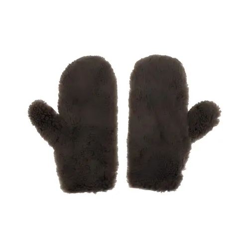 Yves Salomon Шерсть Кашемир Вязаные Перчатки Женские Коричневый