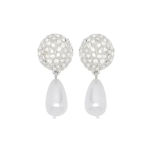 Оскар де ла Рента Латунь Кристалл Заколка для волос Серьги Унисекс Серебряный