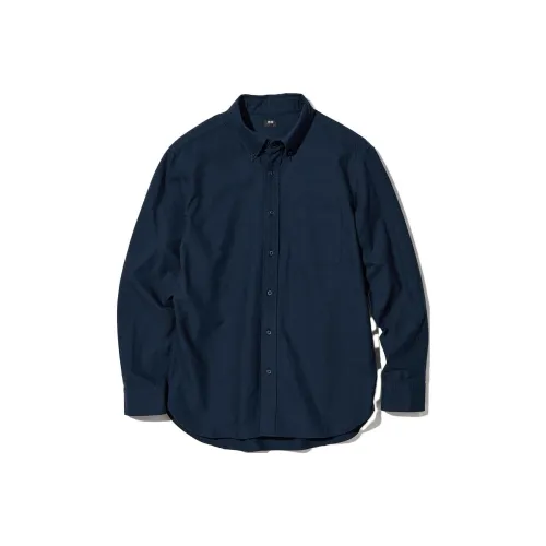 UNIQLO Темно-синяя унисекс рубашка