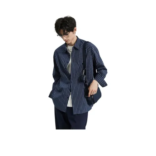 EARL JOEL Полночный синий Полосы Унисекс Рубашки